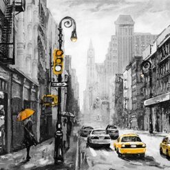 Lienzo Salon Oleo Nueva York Taxi