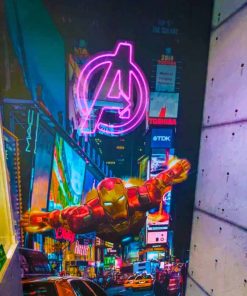 Neon personalizado Avengers sobre pared de vinilo IronMan