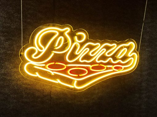 Neon Led Pizza, para restaurantes y pizzerias iluminación led verde pistacho y naranja