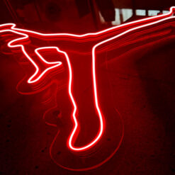 Neon Jordan detalle luciendo con luz apagada