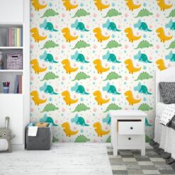 papel pintado adhesivo dinosaurios colores habitacion