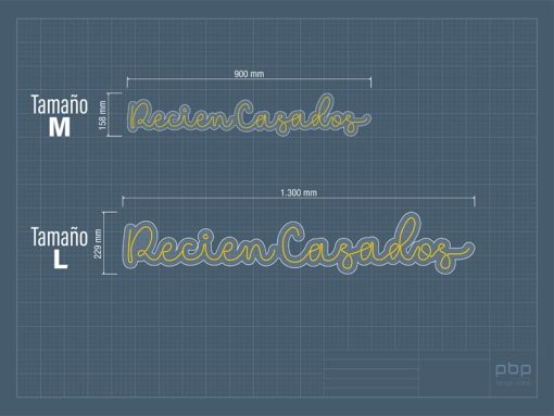 Neon LED Recién Casados medidas