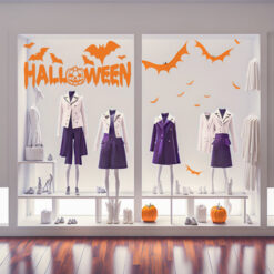 Vinilo Halloween con murcielagos y la letra 