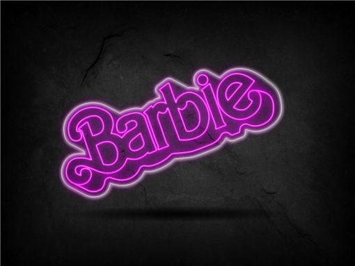 Neon led barbie con letras en neon rosa y metacrilato transparente