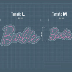 Neon led barbie retro con letras en neon rosa y metacrilato transparente medidas y cotas