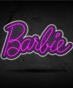 Neon led barbie retro con letras en neon rosa y metacrilato transparente