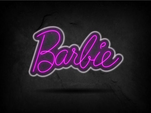 Neon led barbie retro con letras en neon rosa y metacrilato transparente