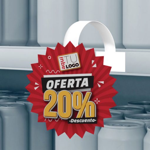 Stopper Oferta Porcentaje forma estrella para lineales de alimentacion