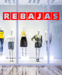 Vinilo Rebajas Cubos Montaje en escaparate