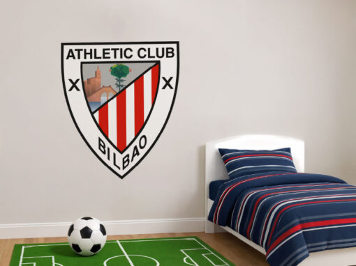 Montaje de habitación juvenil con Vinilo Decorativo Auto Adhesivo de Futbol Escudo del Athletic Club de Bilbao