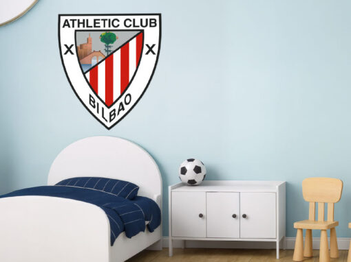Montaje de habitación infantil con Vinilo Decorativo Auto Adhesivo de Futbol Escudo del Athletic Club de Bilbao