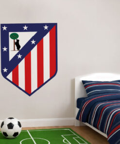 Montaje de habitación infantil con Vinilo Decorativo Auto Adhesivo de Futbol Escudo del Club Atlético de Madrid
