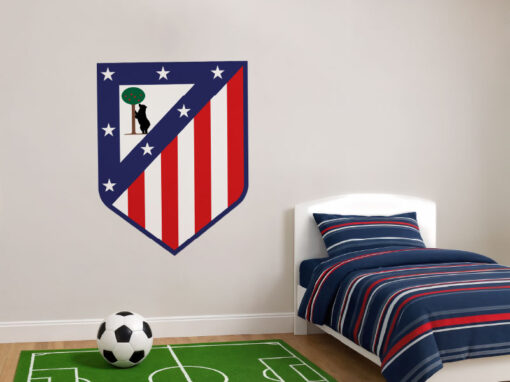 Montaje de habitación infantil con Vinilo Decorativo Auto Adhesivo de Futbol Escudo del Club Atlético de Madrid