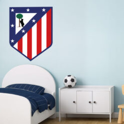 Montaje de habitación juvenil con Vinilo Decorativo Auto Adhesivo de Futbol Escudo del Club Atlético de Madrid