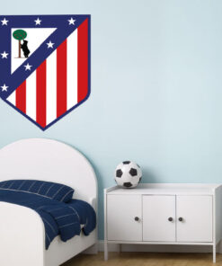 Montaje de habitación juvenil con Vinilo Decorativo Auto Adhesivo de Futbol Escudo del Club Atlético de Madrid