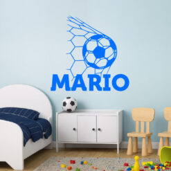 Montaje de habitación infantil con Vinilo Fútbol Balón con Red y nombre