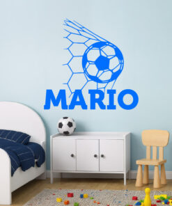 Montaje de habitación infantil con Vinilo Fútbol Balón con Red y nombre