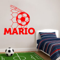 Montaje de habitación juvenil con Vinilo Fútbol Balón con Red y nombre