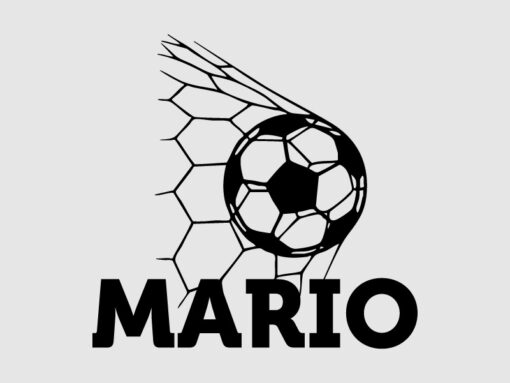 Vinilo Futbol Balón con Red y nombre color negro
