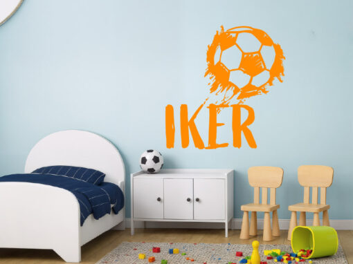 Montaje de habitación infantil con Vinilo Balón de fútbol