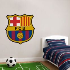 Montaje de habitación juvenil con Vinilo Decorativo Auto Adhesivo de Futbol Escudo del Futbol Club Barcelona