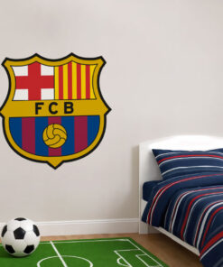 Montaje de habitación juvenil con Vinilo Decorativo Auto Adhesivo de Futbol Escudo del Futbol Club Barcelona