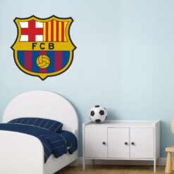 Montaje de habitación infantil con Vinilo Decorativo Auto Adhesivo de Futbol Escudo del Futbol Club Barcelona