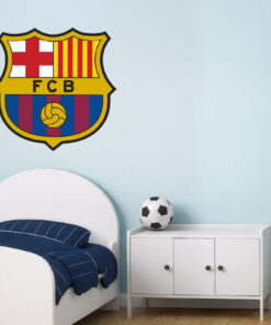 Montaje de habitación infantil con Vinilo Decorativo Auto Adhesivo de Futbol Escudo del Futbol Club Barcelona