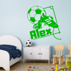 Montaje de habitación infantil con Vinilo Balón con Botas de Fútbol