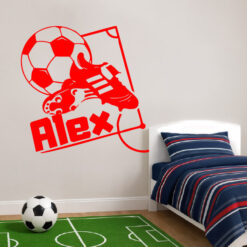 Montaje de habitación juvenil con Vinilo Balón con Botas de Fútbol