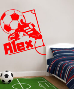 Montaje de habitación juvenil con Vinilo Balón con Botas de Fútbol