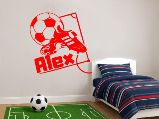 Montaje de habitación juvenil con Vinilo Balón con Botas de Fútbol