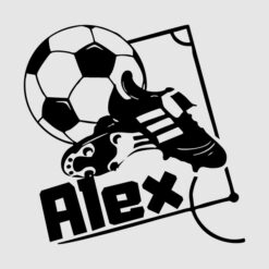 Vinilo Adehesivo Balón con Botas de Fútbol y Nombre color Negro