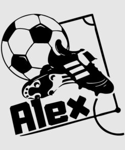 Vinilo Adehesivo Balón con Botas de Fútbol y Nombre color Negro