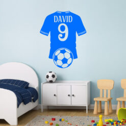 Montaje de habitación infantil con Vinilo Futbol Camiseta con dorsal y nombre