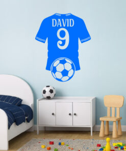 Montaje de habitación infantil con Vinilo Futbol Camiseta con dorsal y nombre