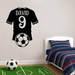 Montaje de habitación juvenil con Vinilo Futbol Camiseta con dorsal y nombre
