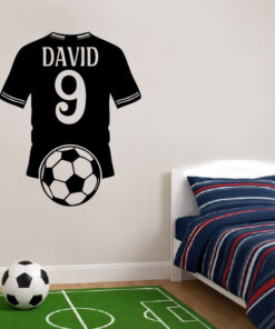 Montaje de habitación juvenil con Vinilo Futbol Camiseta con dorsal y nombre