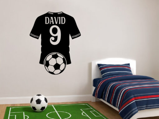 Montaje de habitación juvenil con Vinilo Futbol Camiseta con dorsal y nombre