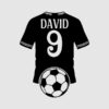 Vinilo Futbol Camiseta con dorsal y nombre de color negro