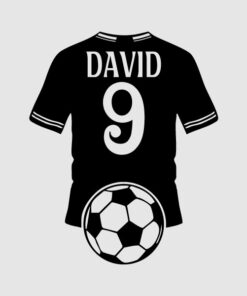 Vinilo Futbol Camiseta con dorsal y nombre de color negro