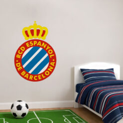 Montaje de habitación juvenil con Vinilo Decorativo Auto Adhesivo de Futbol Escudo del RCD Espanyol de Barcelona