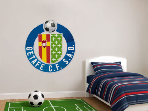Montaje de habitación juvenil con Vinilo Decorativo Auto Adhesivo de Futbol Escudo del Getafe Club de Fútbol