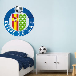 Montaje de habitación infantil con Vinilo Decorativo Auto Adhesivo de Futbol Escudo del Getafe Club de Fútbol