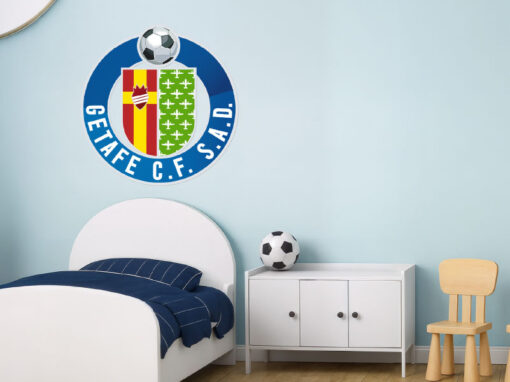Montaje de habitación infantil con Vinilo Decorativo Auto Adhesivo de Futbol Escudo del Getafe Club de Fútbol