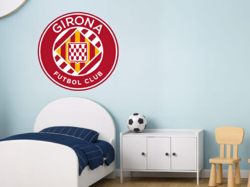 Montaje de habitación infantil con Vinilo Decorativo Auto Adhesivo de Futbol Escudo del Girona Fútbol Club