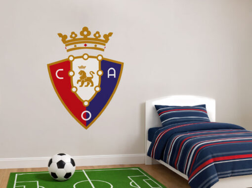 Montaje de habitación juvenil con Vinilo Decorativo Auto Adhesivo de Futbol Escudo del Club Atlético Osasuna