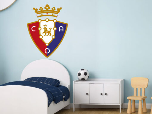 Montaje de habitación infanntil con Vinilo Decorativo Auto Adhesivo de Futbol Escudo del Club Atlético Osasuna