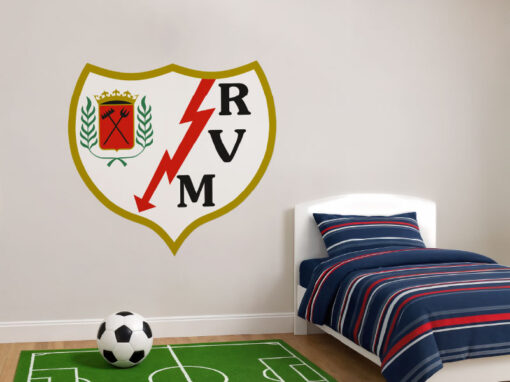 Montaje de habitación juvenil con Vinilo Decorativo Auto Adhesivo de Futbol Escudo del Rayo Vallecano