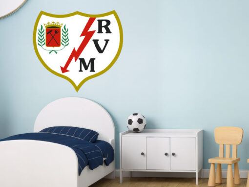 Montaje de habitación infantil con Vinilo Decorativo Auto Adhesivo de Futbol Escudo del Rayo Vallecano